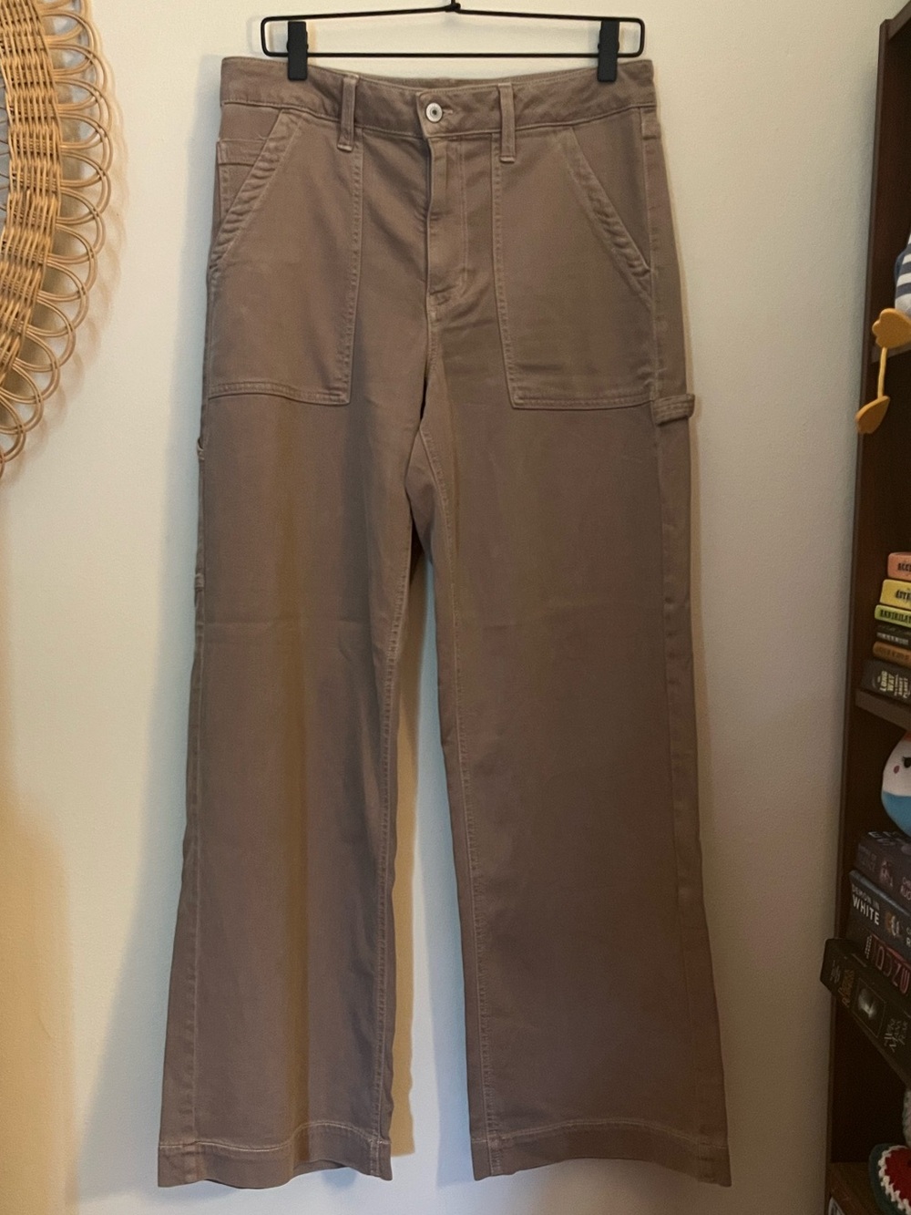 American Eagle super high rise baggy wide leg carpenter pants size 8 brown